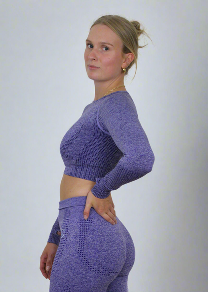 Seamless Long Sleeve Crop Top Paars