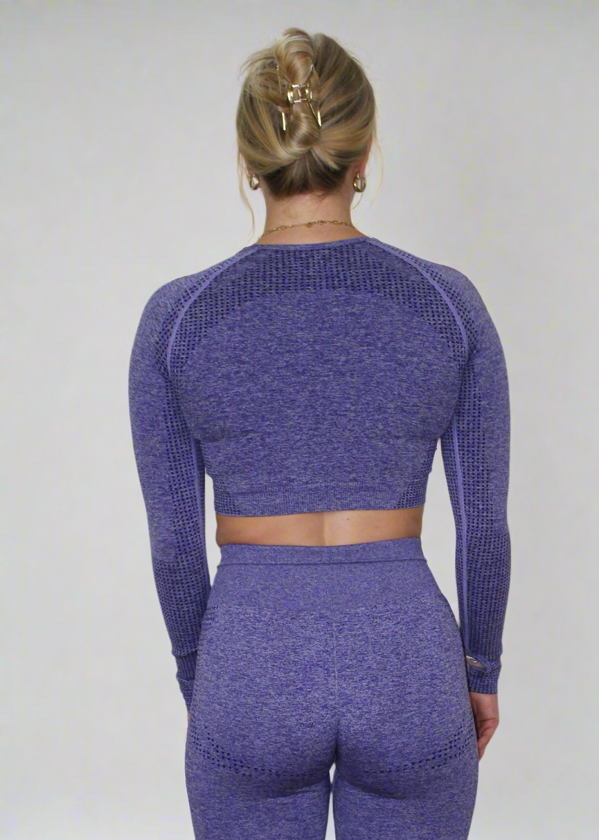 Seamless Long Sleeve Crop Top Paars