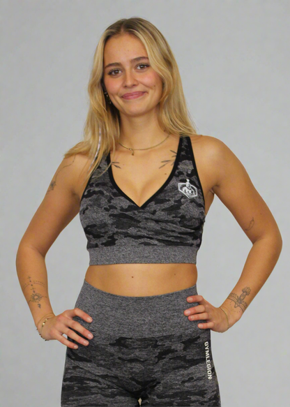 Camo Sports Bra Zwart