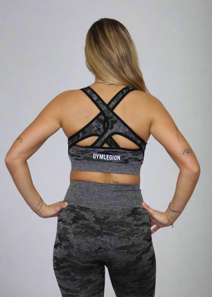 Camo Sports Bra Zwart