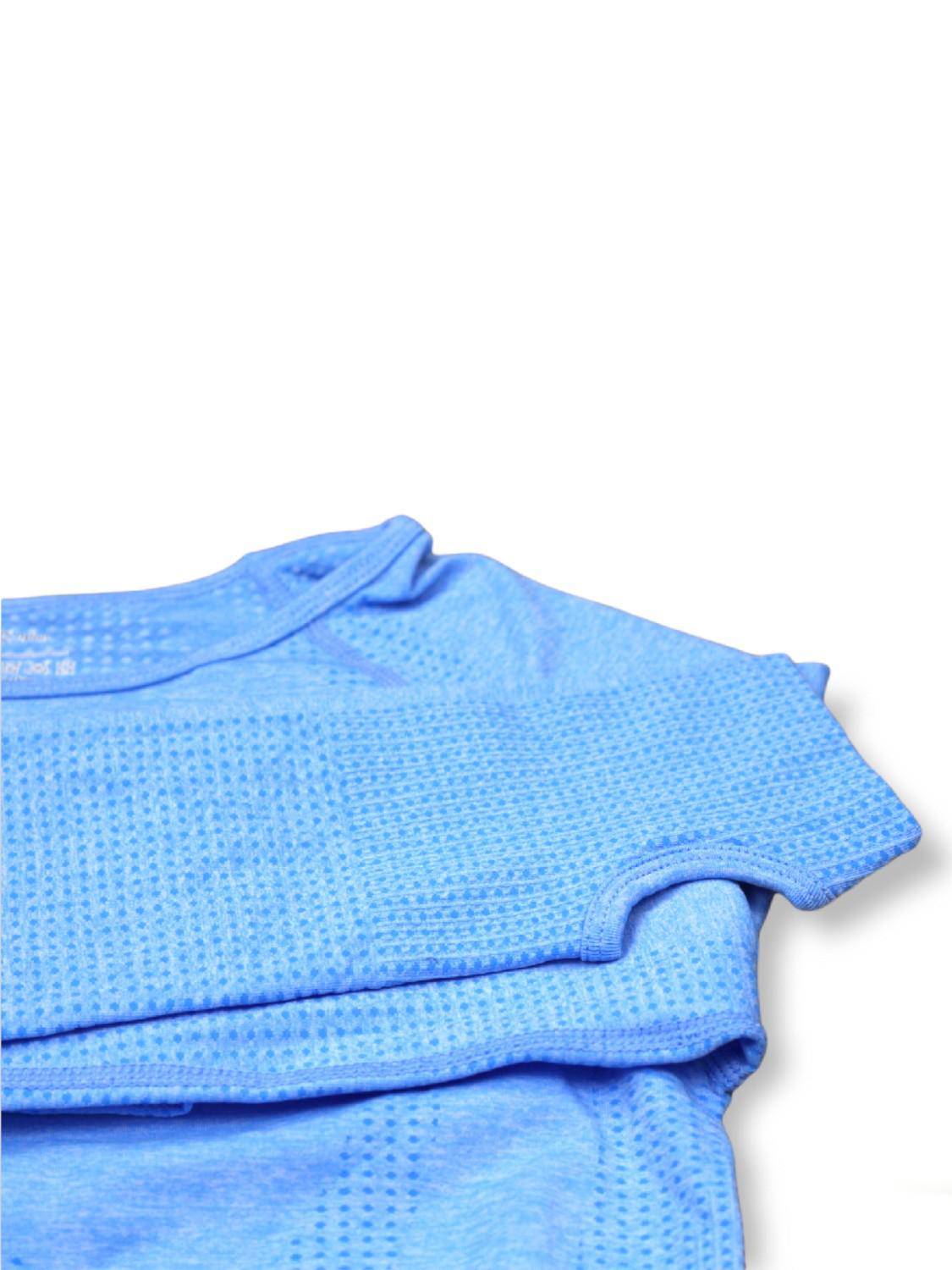 Seamless Long Sleeve Crop Top - Blauw - Gymlegion